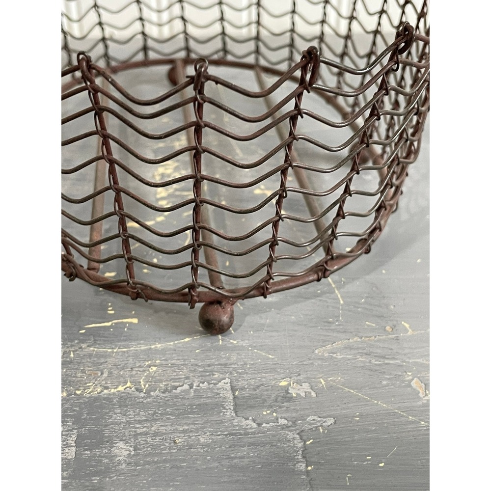 Vintage Style Rustic Brown Metal Wire Nesting Basket Set of 2 Farmhouse Decor - Picture 3 of 9